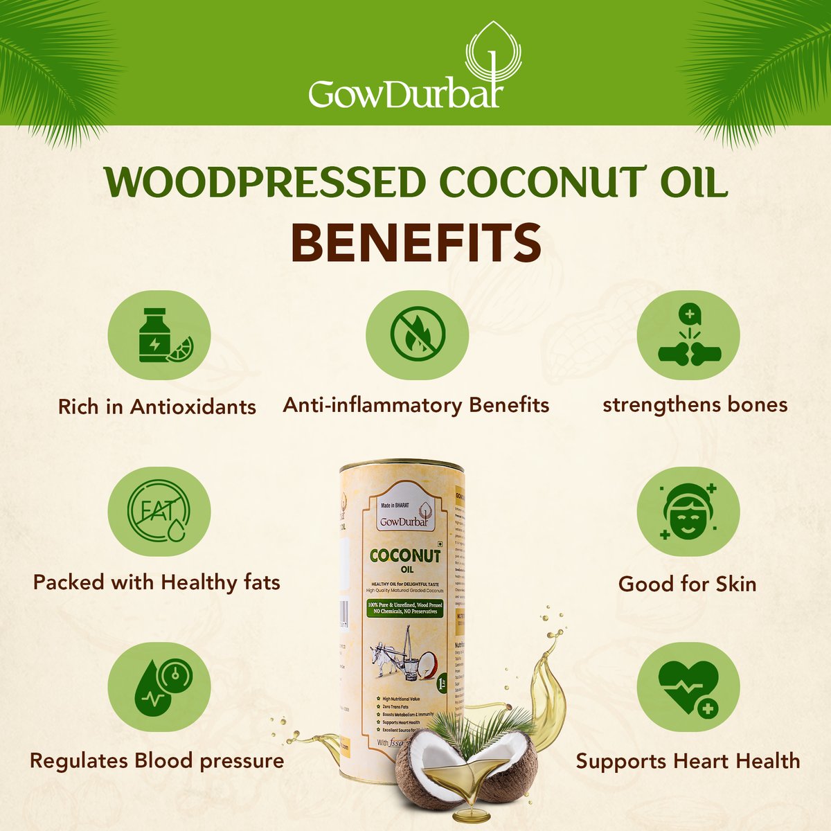 Gowdurbar_'s tweet photo. What makes Gowdurbar's Coconut Wood Pressed Oil more than just a cooking essential?

It’s rooted in tradition, crafted with care and trusted for generations.

Experience the difference the natural way.

#Gowdurbar #CoconutOil #WoodPressedOil #TraditionalCooking #NaturalLiving https://t.co/t7dh9JA7Z3