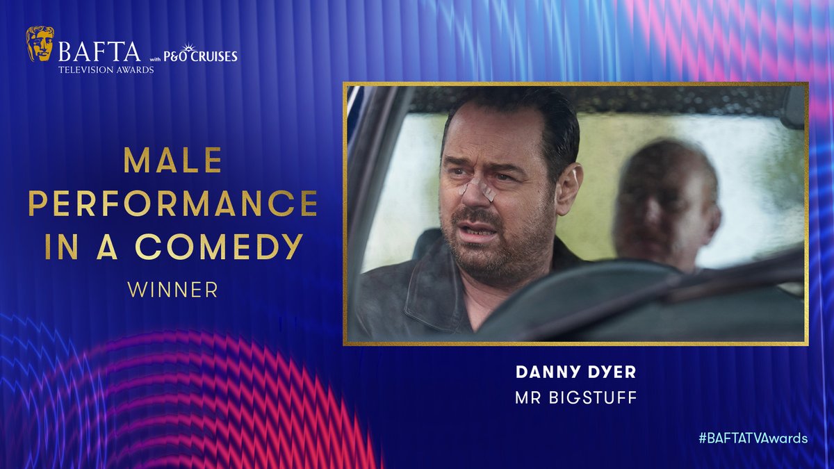 Danny Dyer picks up the Male Performance in a Comedy BAFTA for Mr Bigstuff 👏
 
#BAFTATVAwards with <a href="/pandocruises/">P&O Cruises</a>