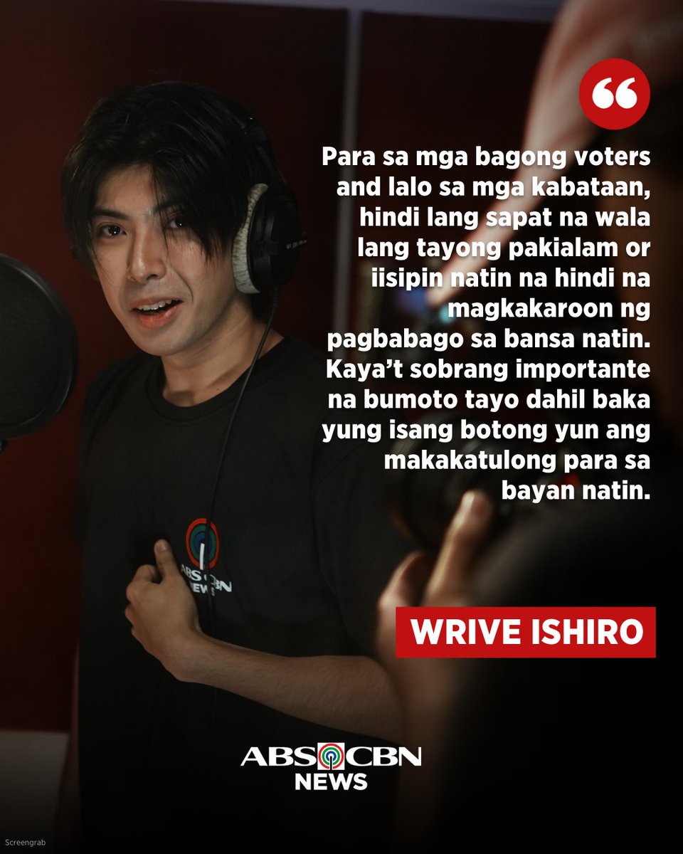 Naniniwala si Ishiro Incapas ng P-pop group na WRIVE na sa kabataan magsisimula ang pagbabago kung gagamitin ang karapatan nilang bumoto sa halalan.

Mapapanood ang buong panayam sa kanya at ang pagbibigay-himig ng bagong henerasyon sa ating election theme song na “Ako ang