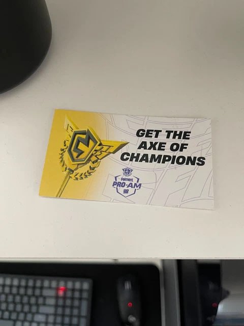 sweetflipslx's tweet photo. Whoever needs the fncs pickaxe (exclusive Axe of Champions) for very cheap write me a dm. Only 1 code Left
#proam #fncspickaxe #fortnite https://t.co/1E766YXVqW