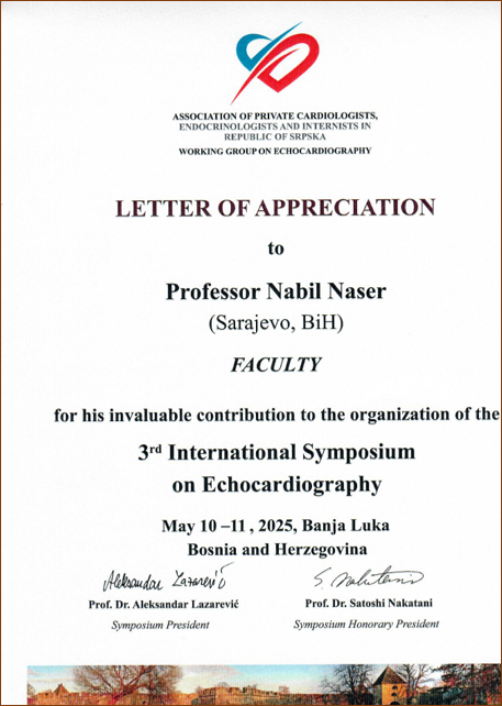 NabilNaser11's tweet image. Fantastic 3rd International Symposium on Echocardiography in Banja Luka, Bosnia. It was an honor and great pleasure to participate and to be part of this amazing faculty @JaeKOh2, @AleksandarNesk6, @Aleksan24923842, and many others.πππ
