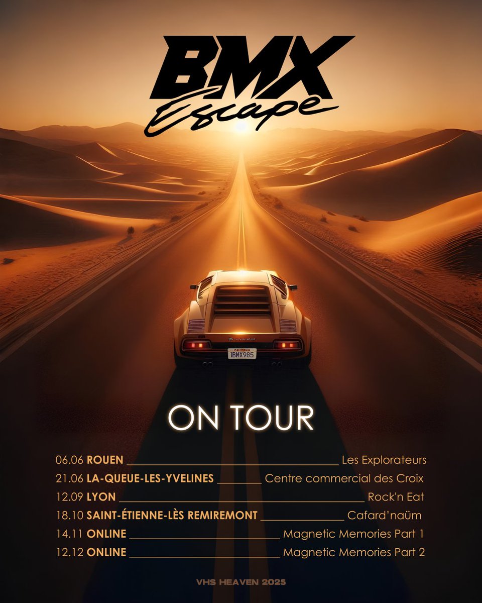 🎹🎸🎤🚐 Tournée BMX Escape 2025

📍 Première étape le 6 juin à Rouen aux Explorateurs !

Ensuite, on embarque pour d’autres escales. On espère vous y croiser !

#synthwave #retrowave #synthpop #synthwaveband