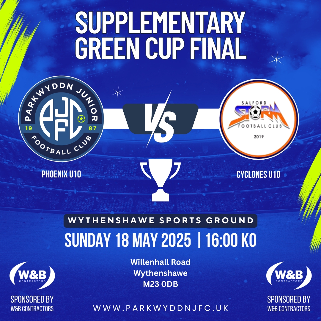 Our U10 Phoenix team are through to the Supplementary Cup Final vs Salford Storm U10 Cyclones on Sat 18th May! 💙⚽
Proud of the passion and fight they’ve shown all season — go finish the job! 🏆🔥
#ParkwyddnU10 #CupFinal #PhoenixPride #GrassrootsFootball