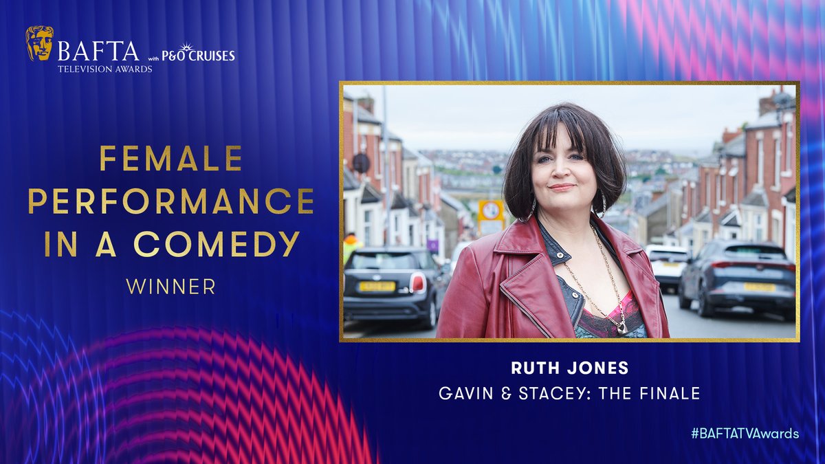 BAFTA (@bafta) on Twitter photo Congratulations to Ruth Jones who wins the Female Performance in a Comedy BAFTA for Gavin & Stacey: The Finale ✨
#BAFTATVAwards with <a href="/pandocruises/">P&O Cruises</a> Congratulations to Ruth Jones who wins the Female Performance in a Comedy BAFTA for Gavin & Stacey: The Finale ✨
#BAFTATVAwards with <a href="/pandocruises/">P&O Cruises</a>