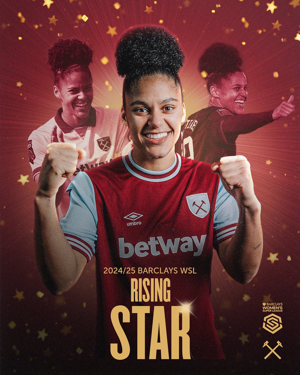 West Ham United Women (@westhamwomen) on Twitter photo Shekiera Martinez is your <a href="/BarclaysWSL/">Barclays Women's Super League</a> 2024/25 Rising Star 🌟
⚽️ Ten goals in twelve games.
⏱️ A goal every 89 minutes.
Well deserved, Sheki 👏 Shekiera Martinez is your <a href="/BarclaysWSL/">Barclays Women's Super League</a> 2024/25 Rising Star 🌟
⚽️ Ten goals in twelve games.
⏱️ A goal every 89 minutes.
Well deserved, Sheki 👏