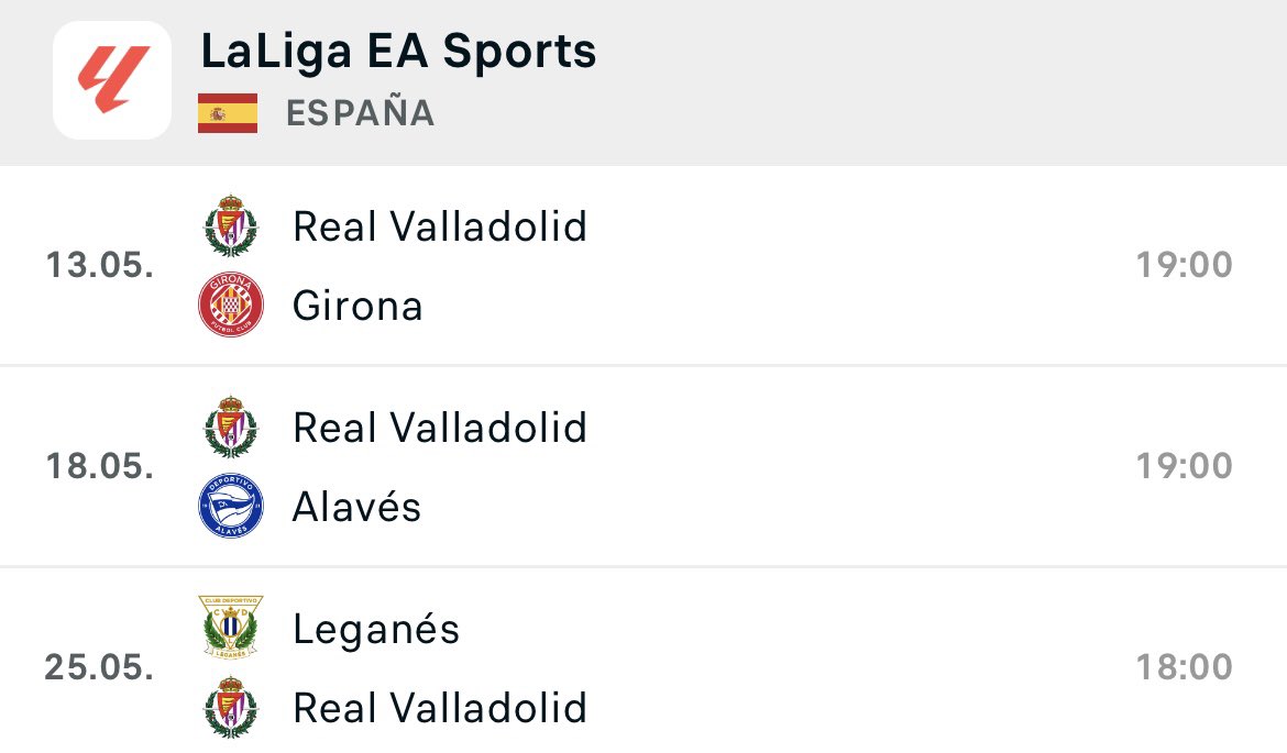 Etegus's tweet photo. Se supone que el Valladolid ya estaba fuera de la competición pero el calendario ha querido que sea juez en todos los partidos, se pueden forrar a primas 😂 https://t.co/nTJpbDCINr