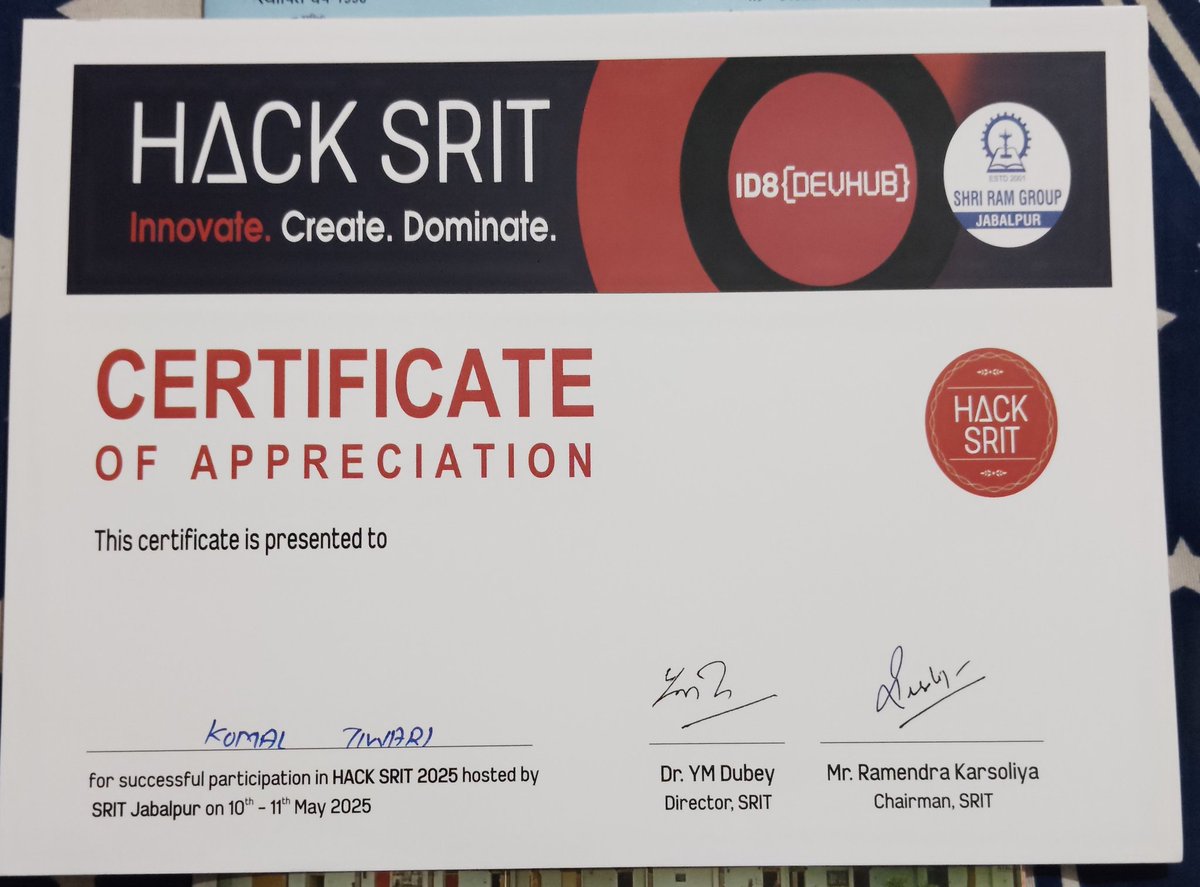 KomalTiwar50700's tweet image. One of the most exciting experiences of my journey so far — participating in a Hackathon!

#HackathonExperience #GrowthMindset #StudentLife #LearningByDoing #CodingLife #EngineeringJourney #NeverStopLearning #WomenInTech