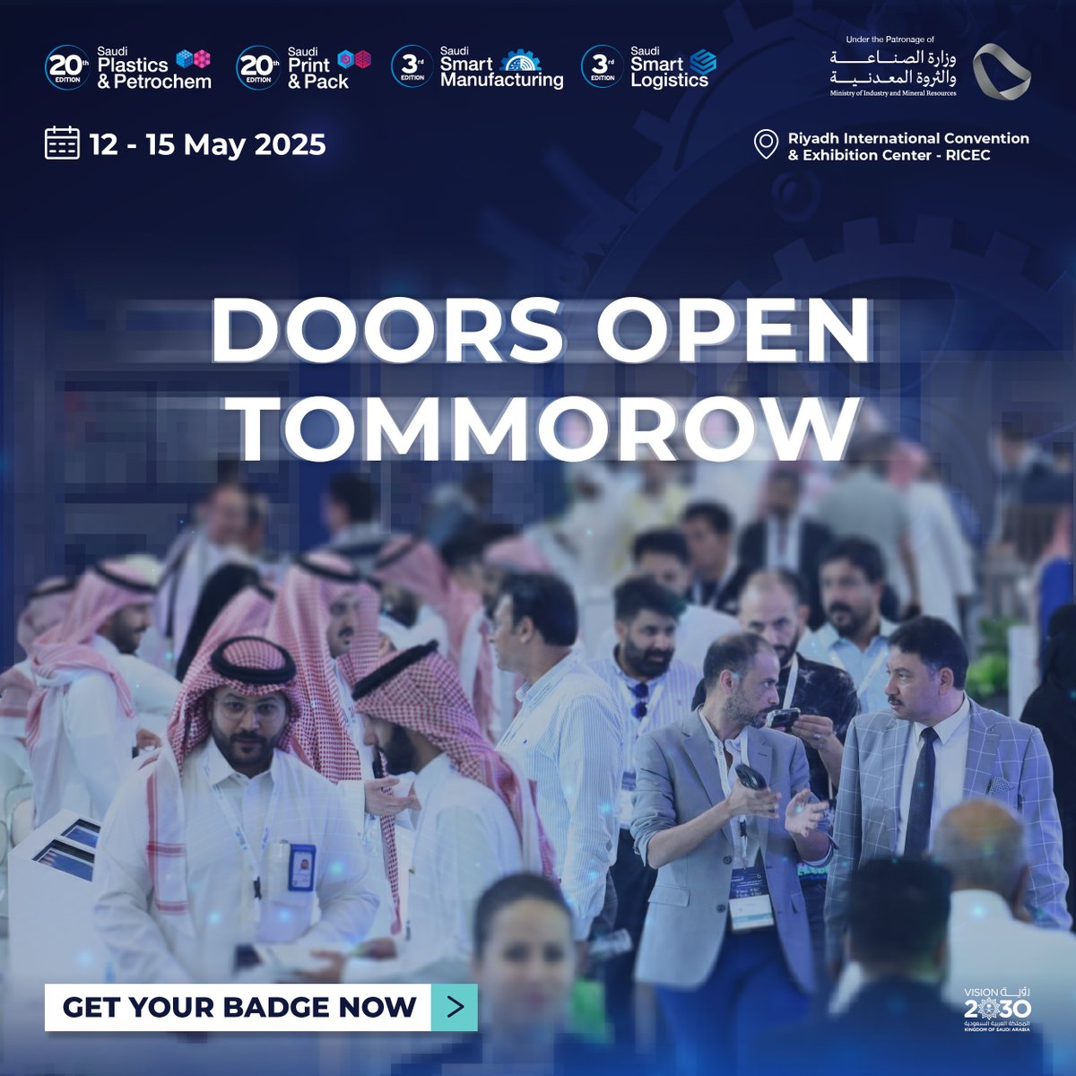 SSMExhibition's tweet photo. The doors open tomorrow. 
Don`t miss the chance to explore the innovations and technologies at #RIIW25 
Register to visit https://t.co/aBbk4RSsXP https://t.co/WaKAydITg6