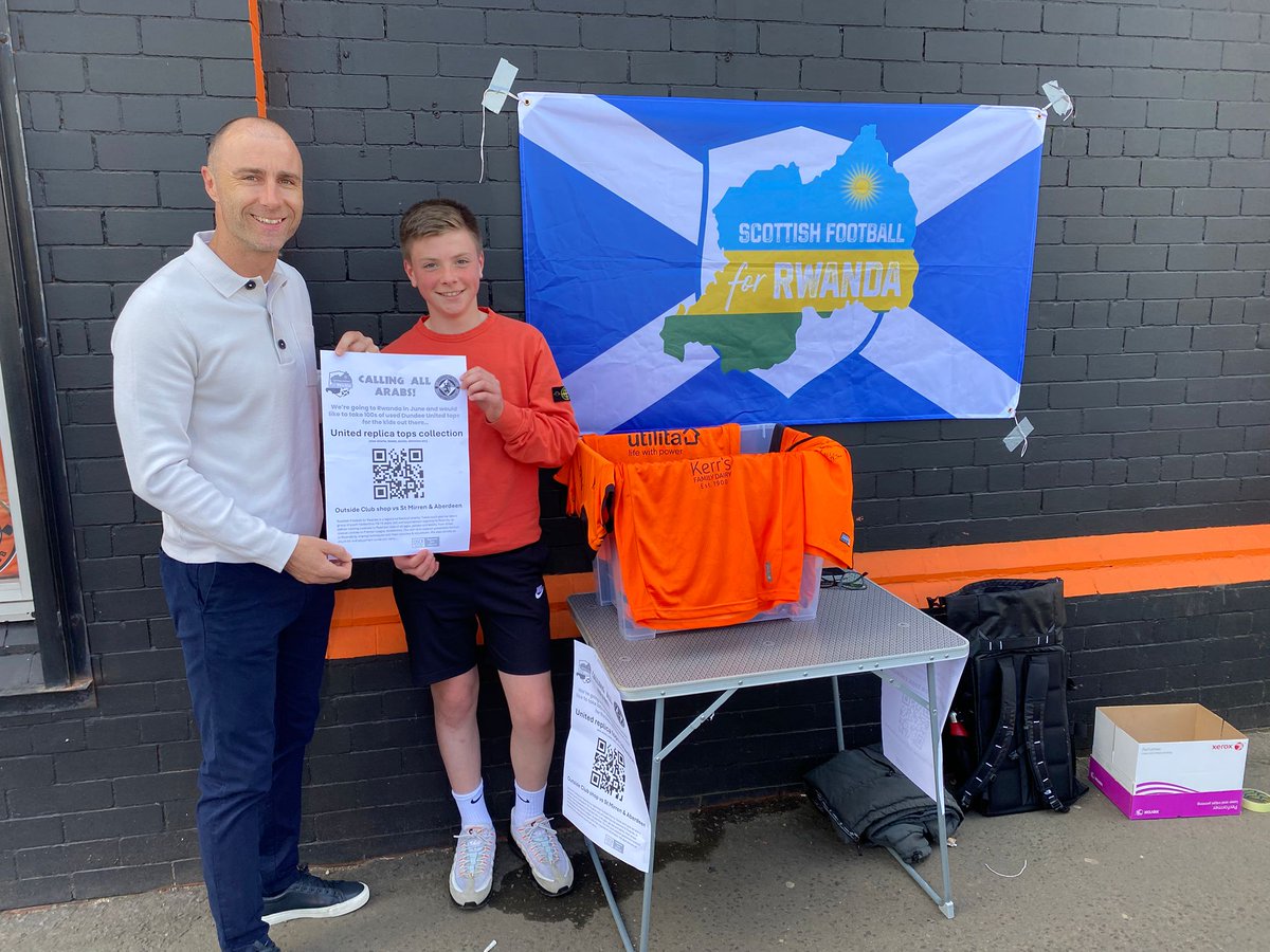 Many thanks for the United tops donated yesterday, especially the Dad &amp; son who went into the shop and bought one! We're back before Aberdeen...if you have any old tops you can spare, please pop by - any size
We're hoping to turn a Rwandan village tangerine in June <a href="/BusyDillo/">Seán Dillon</a>