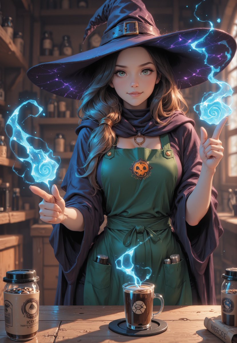 One iced coffee please ☕🧊

#WitchyWednesdayAI by <a href="/rogue_mai/">Rogue Mai</a> &amp; <a href="/JullzAI/">JullzAI</a>
#AIChallenge #AIart #AIイラスト