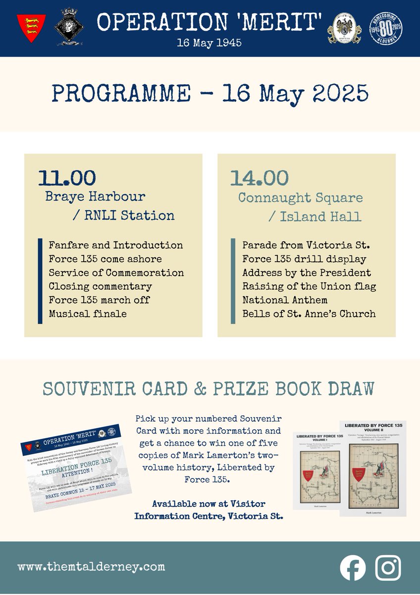 Getting ready for the week ahead? 
Don’t forget Friday’s events commemorating the 80th anniversary of the German surrender on the island.

#alderneysurrender #operationmerit #Alderney #channelislands