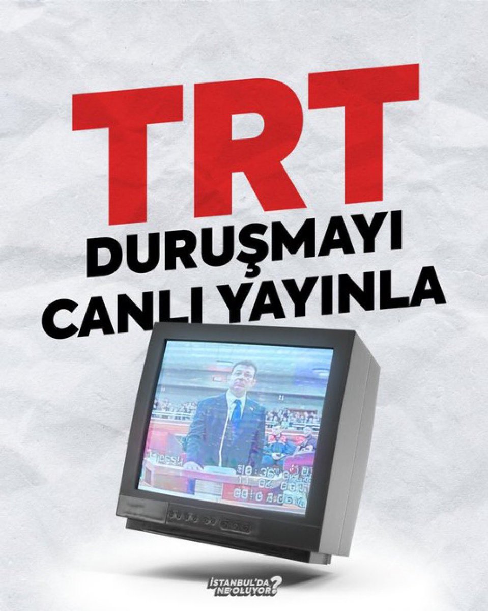 Hep beraber söyleyelim:

Ekrem İmamoğlu duruşması devlet kanalı TRT’de canlı yayınlansın.