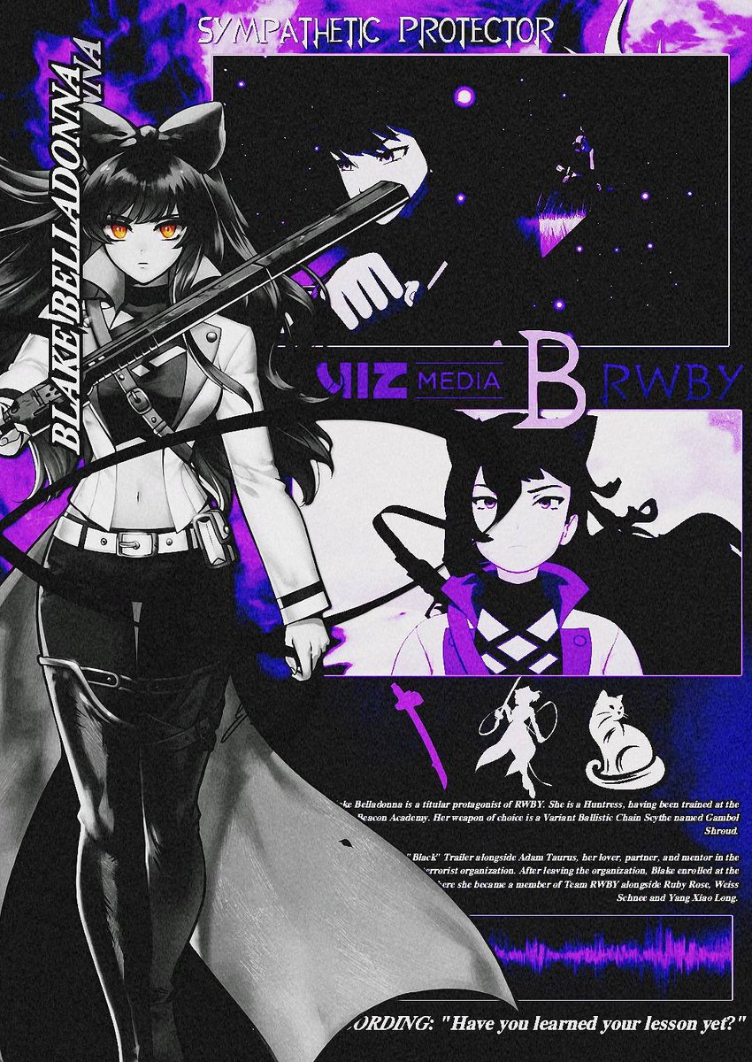 ᴡᴇ ᴡᴇʀᴇ ᴄʜɪʟᴅʀᴇɴ 
ᴛʜʀᴜꜱᴛ ɪɴᴛᴏ ᴀ ᴡᴀʀ 
ᴀɴᴅ ᴏɴᴄᴇ ɪᴛ ᴇɴᴅꜱ
ᴡʜᴀᴛ ᴡɪʟʟ ᴡᴇ ʙᴇᴄᴏᴍᴇ ?

Independant portrayal of Blake. 
#RWBYRP
#MVRP