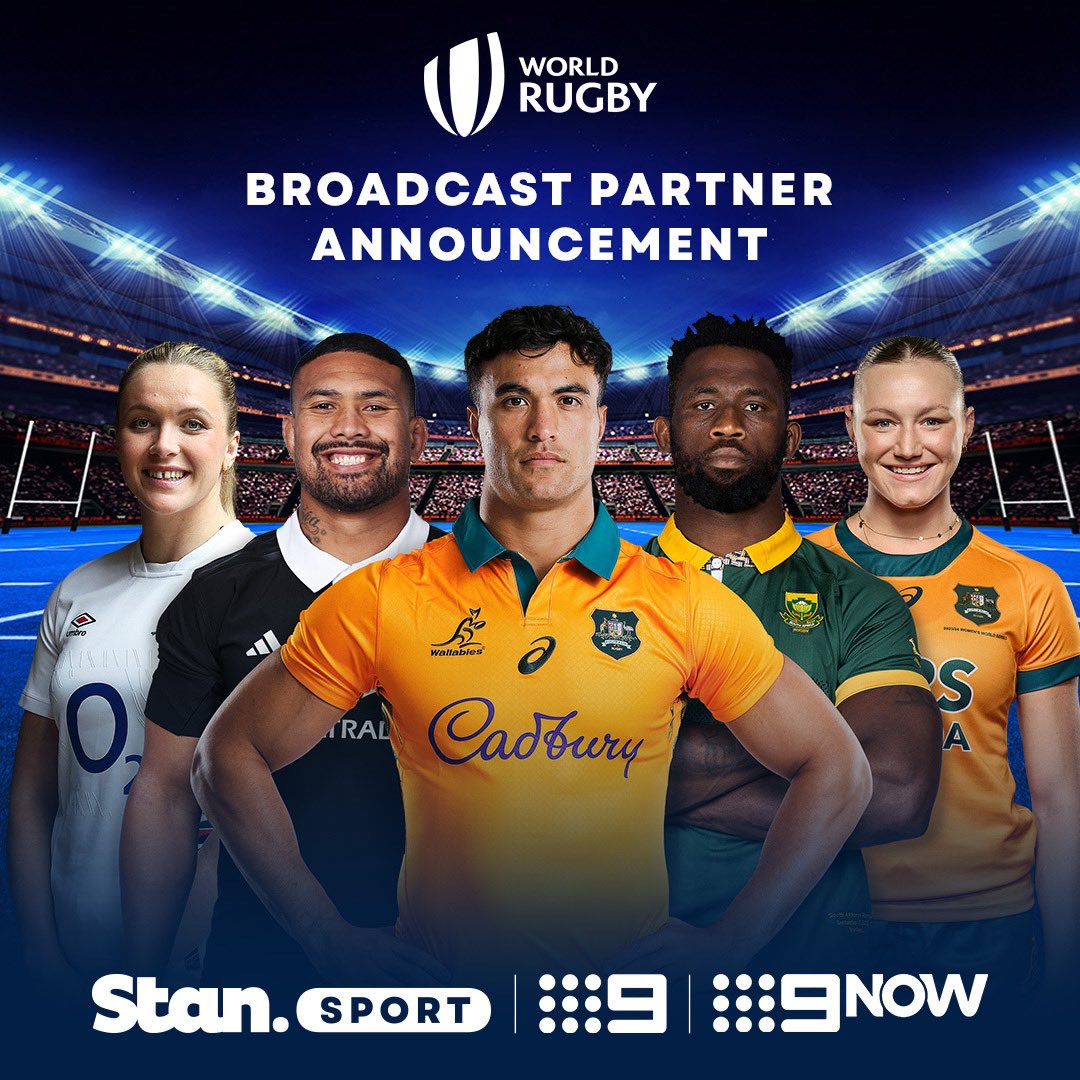 📢 JUST ANNOUNCED: Nine has secured the exclusive broadcast rights to the upcoming Men's and Women's Rugby World Cups in a multi-tournament deal with World Rugby, solidifying Stan Sport, the 9Network and 9Now as the ultimate destination for Rugby fans 🙌

#StanSportAU #9WWOS