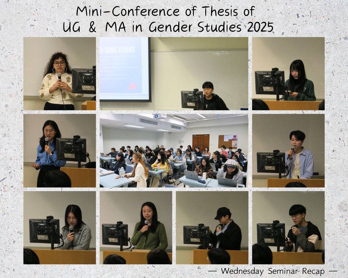 [📢📚 Exciting News! Recap of Wednesday's Seminars Available Now! 🌟]
✨📝✨((2 Apr) Mini-Conference of Thesis of UG &amp; MA in Gender Studies 2025 ✨📝✨
Available at gender.cuhk.edu.hk/.../wednesday-…...
#genderstudies #gender