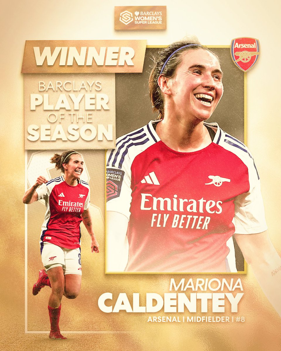 Barclays Women's Super League (@barclayswsl) on Twitter photo Introducing your 2024-25 #BarclaysWSL
<a href="/BarclaysFooty/">Barclays Football</a> Player of the Season winner...
<a href="/ArsenalWFC/">Arsenal Women</a>'s Mariona Caldentey ๐ Introducing your 2024-25 #BarclaysWSL
<a href="/BarclaysFooty/">Barclays Football</a> Player of the Season winner...
<a href="/ArsenalWFC/">Arsenal Women</a>'s Mariona Caldentey ๐
