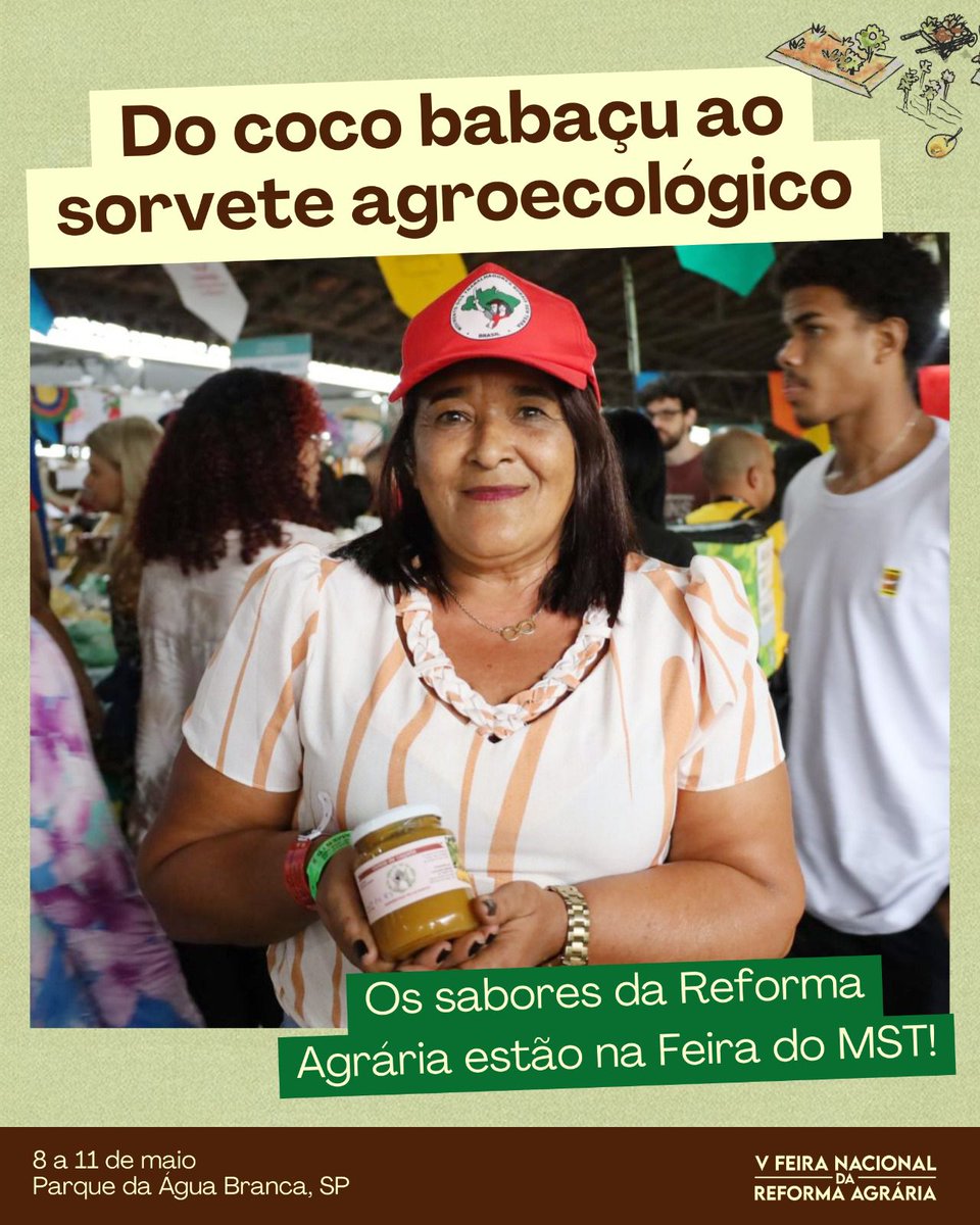 MST_Oficial's tweet image. 👀Dá uma olhada nas DELÍCIAS que você pode encontrar na Feira Nacional da Reforma Agrária!👇🏿

AINDA DÁ TEMPO! Vem aproveitar o último dia de #FeiraMST e levar para casa o gostinho da nossa luta! 🫶🏿

📲Conheça mais das histórias desses e de outros produtos: mst.org.br/2025/05/11/do-…