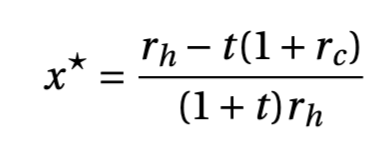 __paleologo's tweet image. And the solution is below. Let us consider monthly rollovers. And let us assume that a r_c=-40% drawdown occurs about every 10 years, to t = 120. We buy 10% OOM puts.  The optimal hedging is x^*=0.38%.

12/