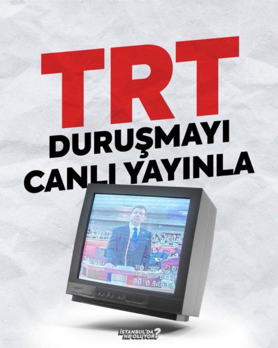 Ekrem İmamoğlu duruşması TRT’de canlı yayınlansın.

Var mı cesaretiniz