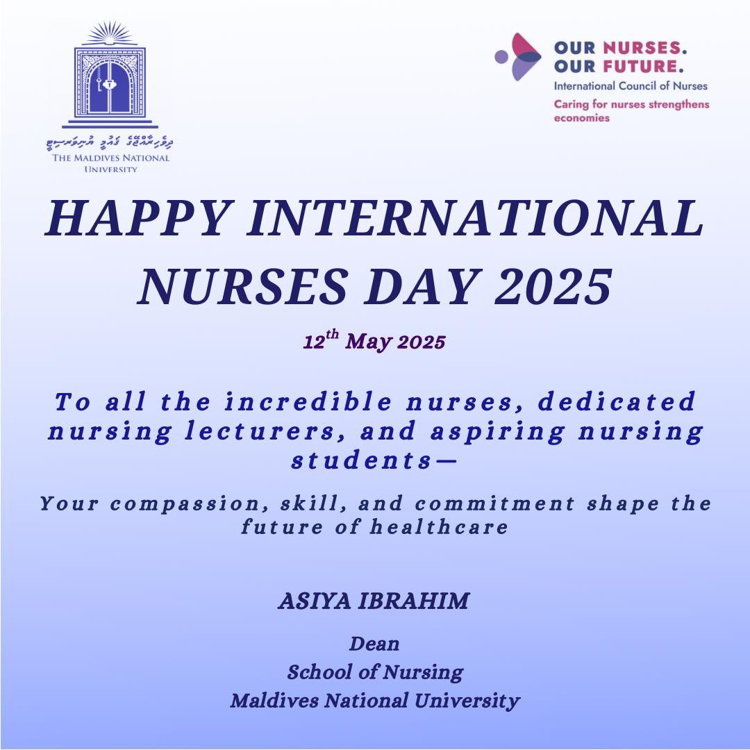 Happy nurses day to all the nurses and nursing students #IND2025 <a href="/MNUedu/">The Maldives National University</a> <a href="/mna_nurses_/">Maldivian Nurses Association</a> <a href="/MNUSU/">MNU Students' Union</a> <a href="/igmhmv/">IGMH</a> <a href="/MoHmv/">Ministry of Health</a>