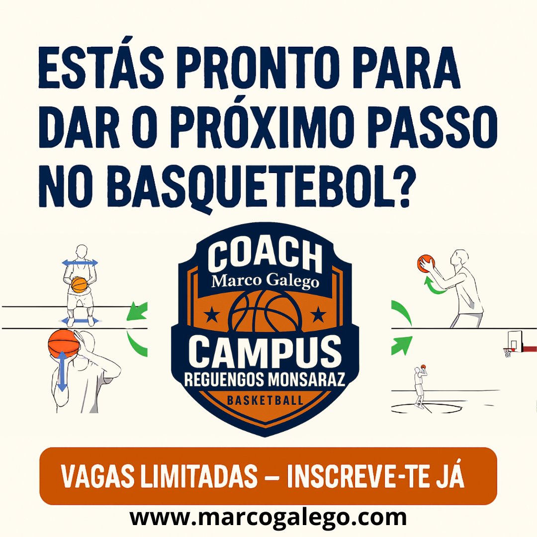 Estás pronto para dar o próximo passo no basquetebol?
Junta-te ao Campus de Basketball com o Coach MarcoGalego, em Reguengos de Monsaraz!
Treina intensamente, melhora as tuas habilidades e vive a paixão pelo jogo com uma equipa dedicada ao teu desenvolvimento!

🏀 Vagas limitas