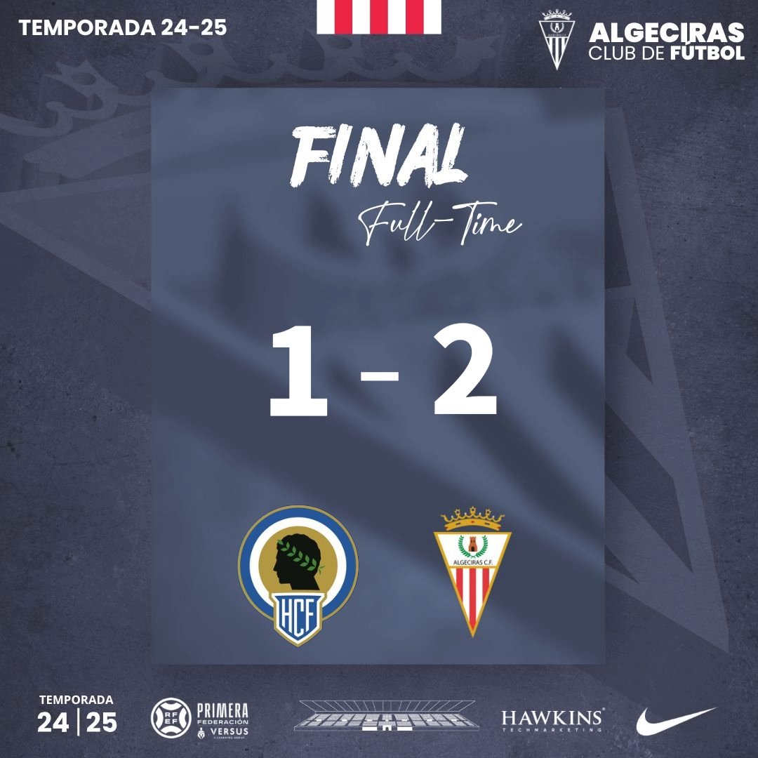 AlgecirasCF's tweet photo. 𝗙𝗜𝗡𝗔𝗟 | @cfhercules 1- @AlgecirasCF 2.

👏 ¡𝗬𝗔 𝗟𝗔 𝗧𝗘𝗡𝗘𝗠𝗢𝗦 𝗔𝗤𝗨Í!

El equipo firma un gran triunfo en #Alicante y será por cuarta temporada consecutiva de Primera Federación.

😁 ¡Vamooooooooooooooooooos!

#HérculesAlgeciras. https://t.co/w5iN2Z14QR