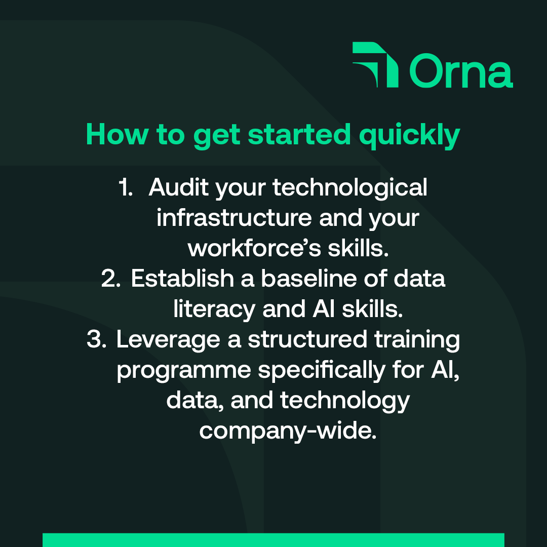 WeAreOrna's tweet photo. At Orna, we offer a range of AI Short-Courses for Business &amp; Technology Professionals. This will get you started with the essential skills your team needs. From here, we can build on these courses with additional modules, tailored to your organisation’s unique needs. https://t.co/oDHr2rHFku
