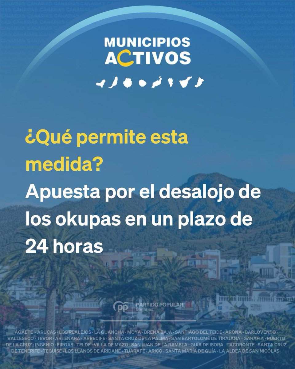 El Plan de Municipios activos sigue avanzando 🗣️

En esta ocasión, el Pleno de El Paso aprueba una moción del PP contra la ocupación ilegal. 

Seguimos trabajando para responder a las preocupaciones de los canarios y conseguir que nuestra tierra sea mejor 🤝