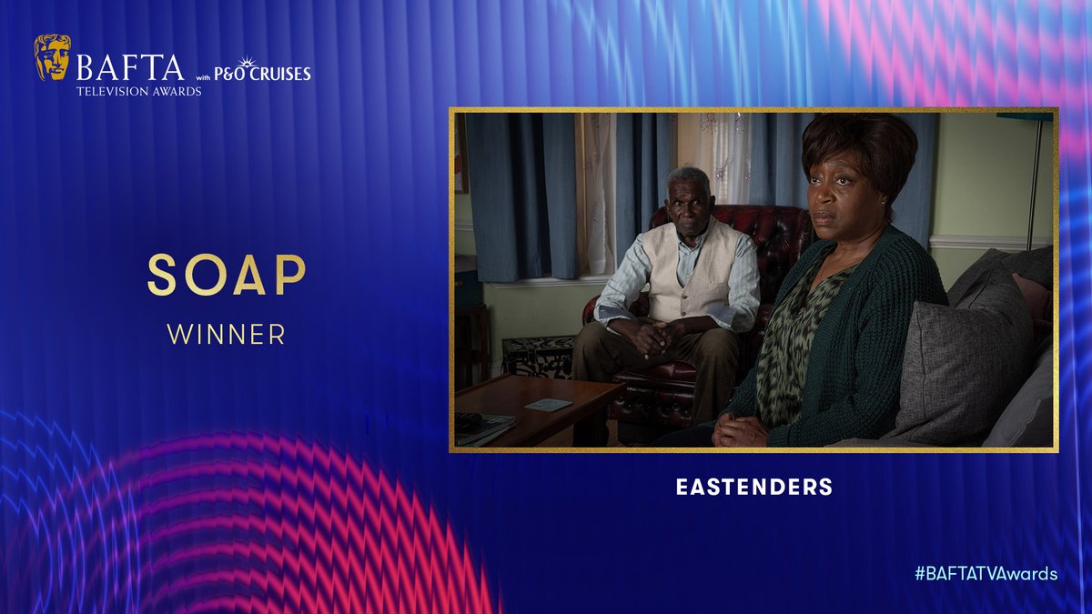 Congratulations to EastEnders which takes home the BAFTA for Soap 🫧
 
#BAFTATVAwards with <a href="/pandocruises/">P&O Cruises</a>