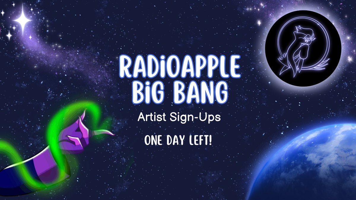 Artist signs-up close tomorrow!! I know you want to c:< 

Sign-ups: forms.gle/s2UmGxmqKkbFr6…

Writer Proposals: drive.google.com/file/d/1LmlV1h…

#radioapple #appleradio