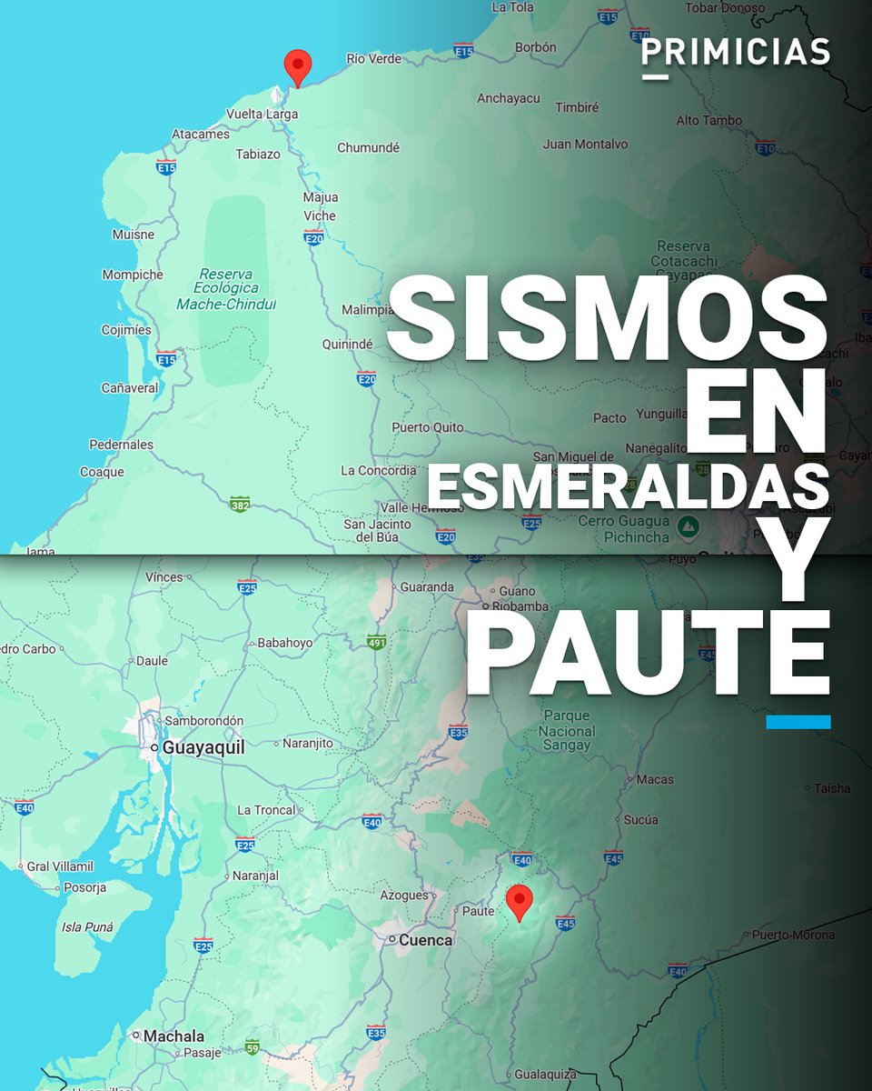 El Instituto Geofísico informó sobre los temblores en Paute y Esmeraldas, que se suman a los que se dieron en Puyo y Naranjal este fin de semana.
prim.ec/A6s650VQEua