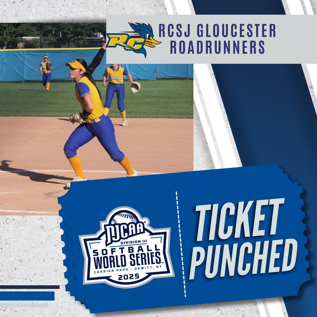🎟️👊

RCSJ Gloucester has claimed the North Atlantic District and is headed to the 2025 #NJCAASoftball DIII World Series in DeWitt, NY!

njcaa.org/sports/sball/2…