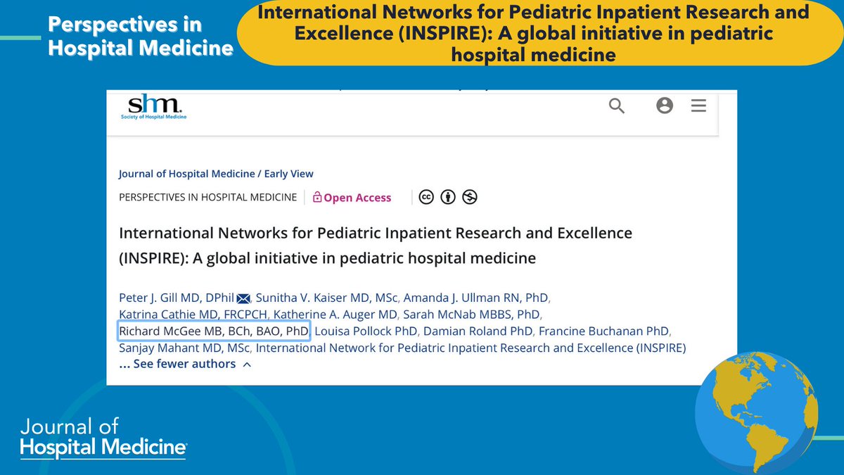 Journal of Hospital Medicine (@jhospmedicine) on Twitter photo 📣Big news! INSPIRE is a new 🌎 network uniting researchers across continents
🔗: doi.org/10.1002/jhm.13…
✍️: <a href="/peterjgill/">Peter J Gill</a> <a href="/Sanj_Mahant/">Sanjay Mahant</a> <a href="/CanadaPirn/">PIRNCanada</a> <a href="/PRISNetwork/">Pediatric Research in Inpatient Settings Network</a> <a href="/sunithakaiser/">Sunitha Kaiser</a> <a href="/KathyAugerpeds/">Katherine Auger</a> <a href="/amanda_ullman/">Amanda Ullman</a> @RichardMcGee1 <a href="/circan_network/">CIRCAN</a> <a href="/DrSarahMcNab/">Sarah McNab</a> <a href="/katrinacathie/">Katrina Cathie 💙</a> <a href="/FieryFrancine/">Francine</a> 📣Big news! INSPIRE is a new 🌎 network uniting researchers across continents
🔗: doi.org/10.1002/jhm.13…
✍️: <a href="/peterjgill/">Peter J Gill</a> <a href="/Sanj_Mahant/">Sanjay Mahant</a> <a href="/CanadaPirn/">PIRNCanada</a> <a href="/PRISNetwork/">Pediatric Research in Inpatient Settings Network</a> <a href="/sunithakaiser/">Sunitha Kaiser</a> <a href="/KathyAugerpeds/">Katherine Auger</a> <a href="/amanda_ullman/">Amanda Ullman</a> @RichardMcGee1 <a href="/circan_network/">CIRCAN</a> <a href="/DrSarahMcNab/">Sarah McNab</a> <a href="/katrinacathie/">Katrina Cathie 💙</a> <a href="/FieryFrancine/">Francine</a>