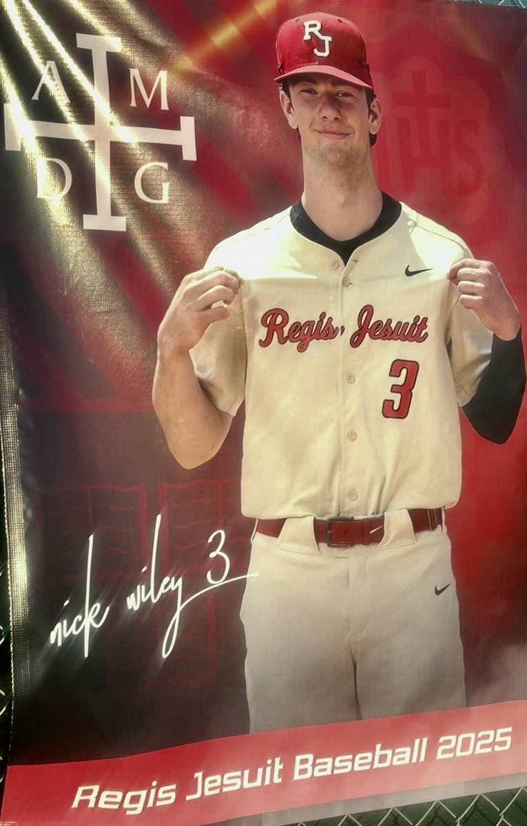 Regis Jesuit Baseball (@rjhsbaseball) on Twitter photo RAIDERS SENIOR #3
NICK WILEY
3 YEAR VARSITY LETTERMAN
Anderson University COMMIT
Nick has been a very solid catcher for 3 years in the program and had great season at the plate.
2025
63AB 26H 10XBH 4π£ 16 RBI .413BA
Career
140 ABS 23 R 50 H 29 RBI .357
Congrats <a href="/_Nick_Wiley/">Nick Wiley</a> RAIDERS SENIOR #3
NICK WILEY
3 YEAR VARSITY LETTERMAN
Anderson University COMMIT
Nick has been a very solid catcher for 3 years in the program and had great season at the plate.
2025
63AB 26H 10XBH 4π£ 16 RBI .413BA
Career
140 ABS 23 R 50 H 29 RBI .357
Congrats <a href="/_Nick_Wiley/">Nick Wiley</a>