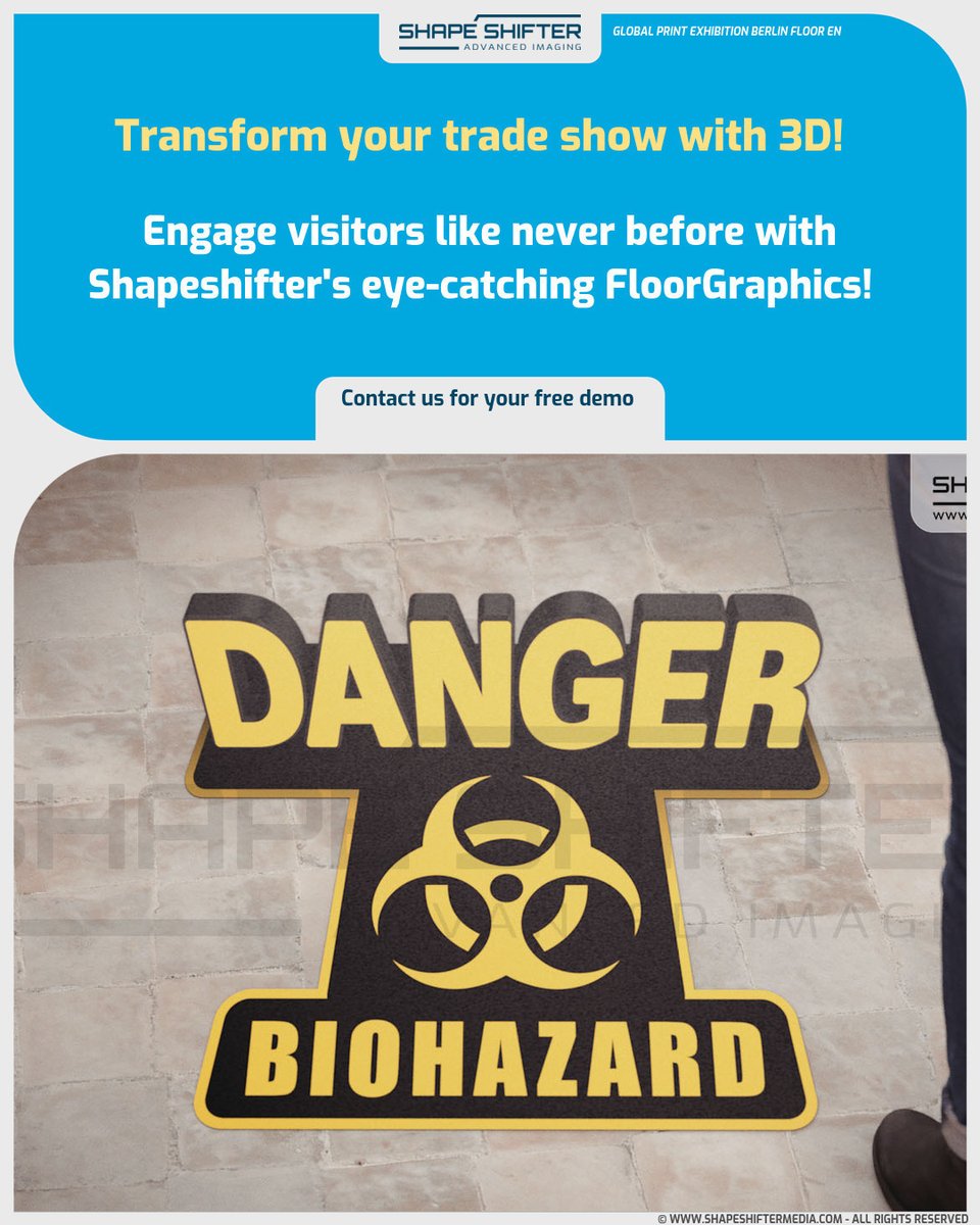 shapeshiftergfx's tweet image. ssm.li Transform your trade show with 3D! Engage visitors like never before with Shapeshifter's eye-catching FloorGraphics! #FESPA #FESPA2025 #siliconeedgegraphics #bankholiday #canadiansignindustry @kayedee_marking @fredrixprint @martin130058478