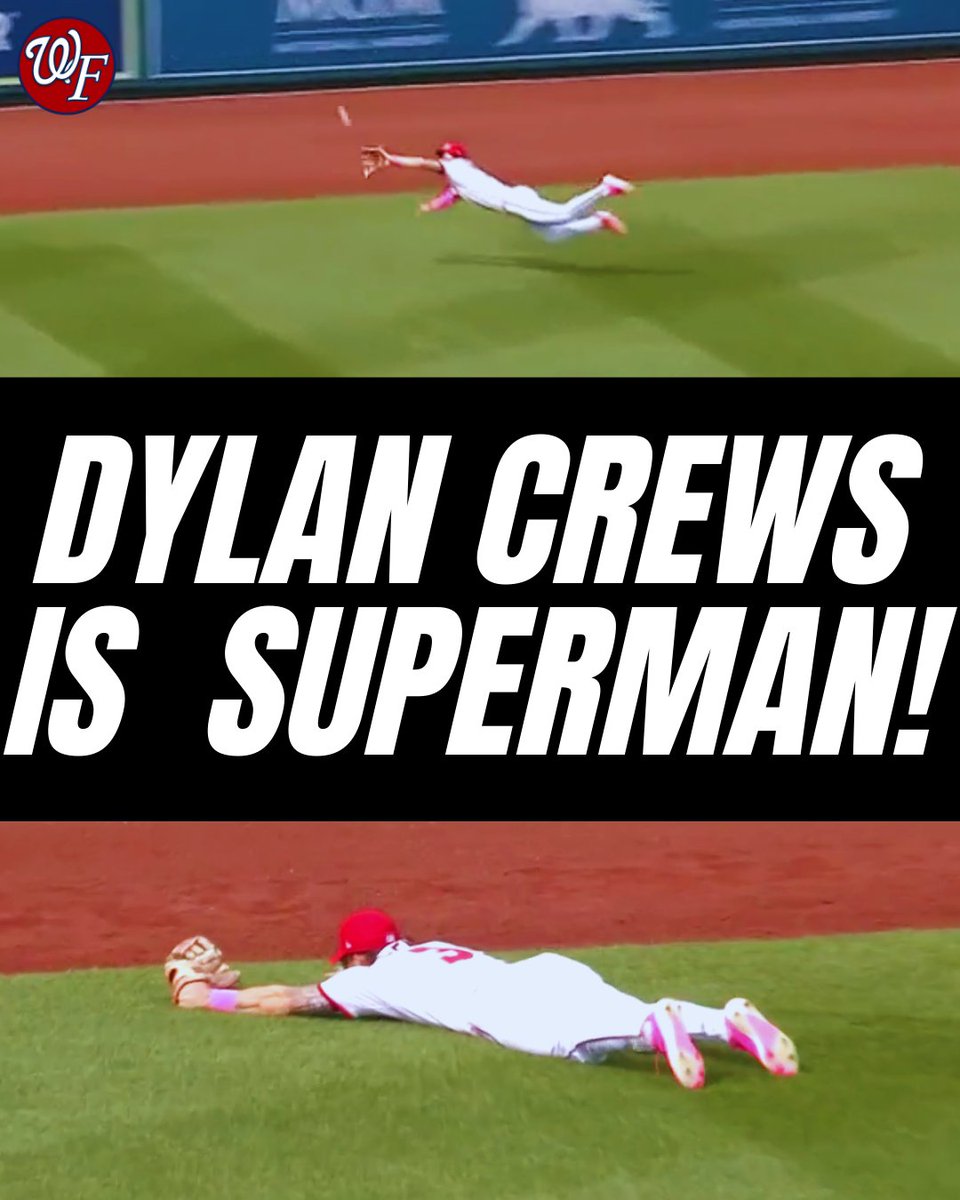 natsfanatics_'s tweet image. Superhero stuff from Dylan Crews in left-center! Full extension, mid-air snag — are you kidding?! Put this one on a poster. The future is now. 💥💪 #CrewsControl