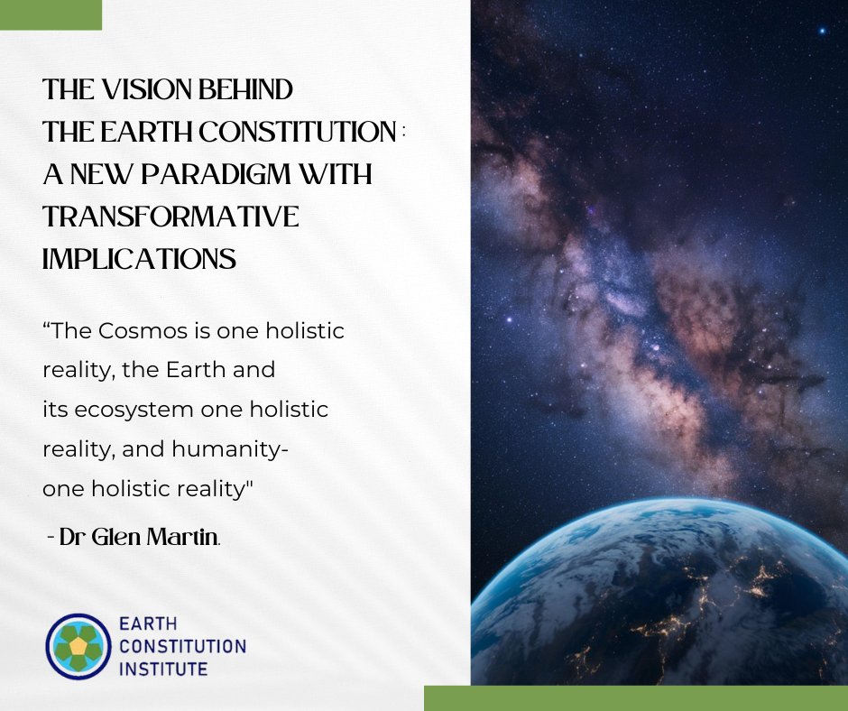 Overall, the #earthconstitution ushers in a system of collective wisdom in which people with worldcentric consciousness cooperatively work for the common good of all persons and civilization as a whole. #worldelectoraldistricts #pwp16

Learn more: earthconstitution.world/the-vision-beh…