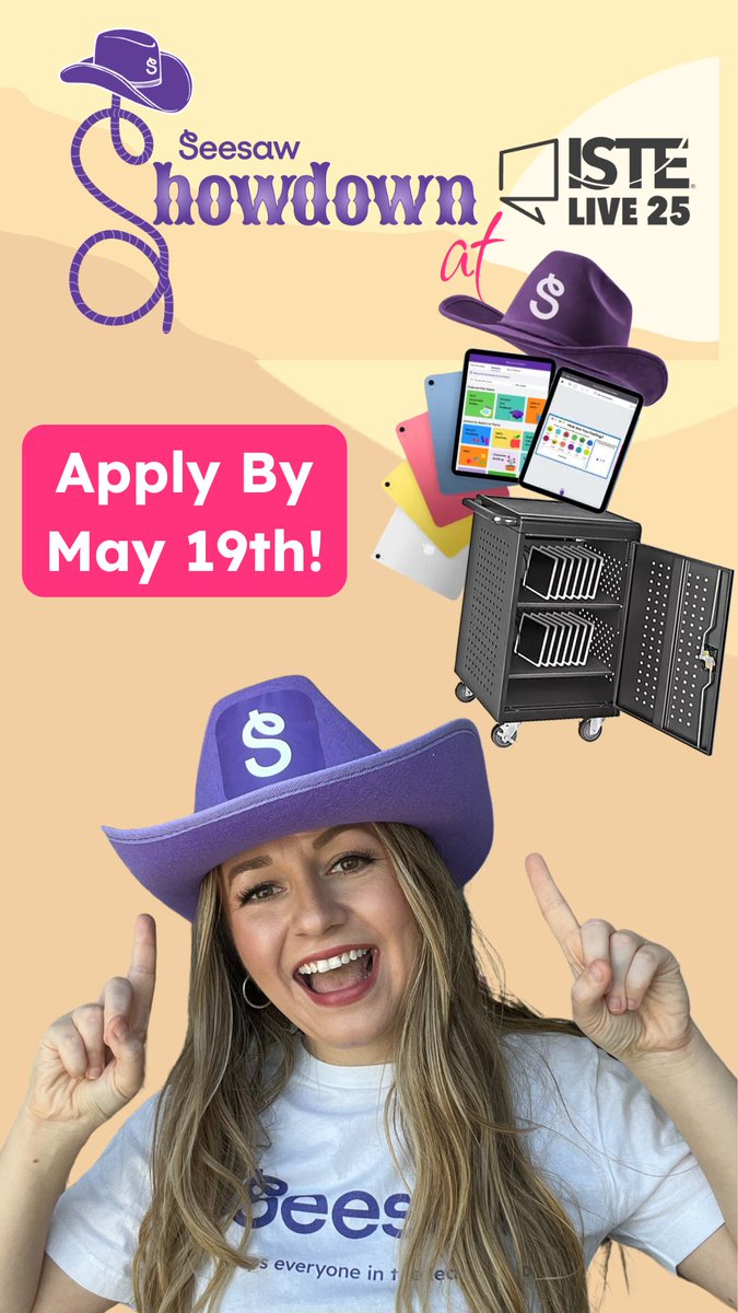 Seesaw's tweet image. 🔥 The Seesaw Showdown is hitting the ISTE stage LIVE in San Antonio — and we’re looking for enthusiastic educators to join the fun! 🎉🎤
🚗 Headed to ISTE or live nearby? Apply now for a chance to compete in a high-energy Seesaw challenge with big prizes and bigger bragging…