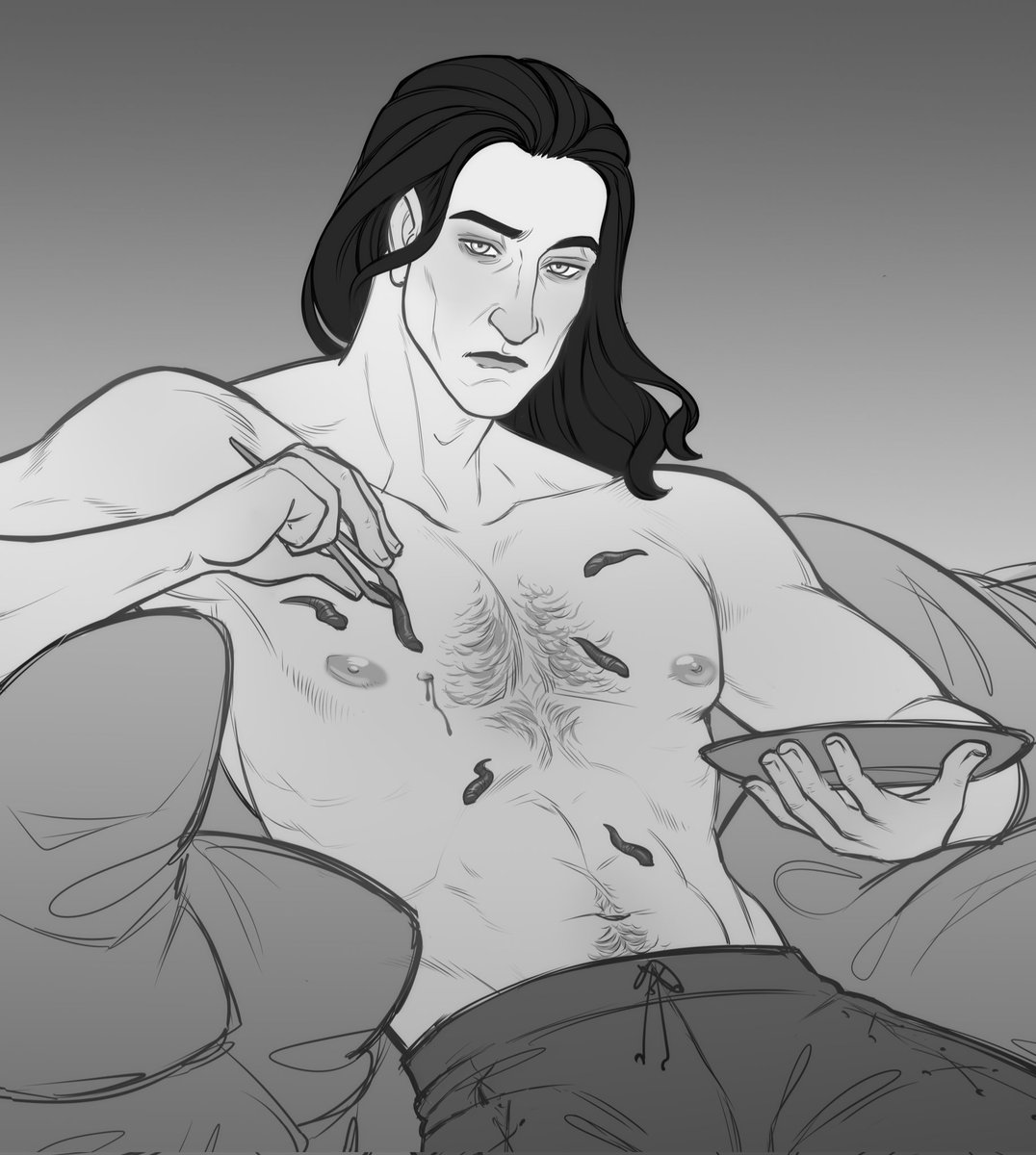 lopata_four's tweet image. Some topless sketches ✨
(Book) Roose, (book+show) Sandor, (book) Aegon ll, (show) Tywin
#ASOIAF #gameofthrones #fanart