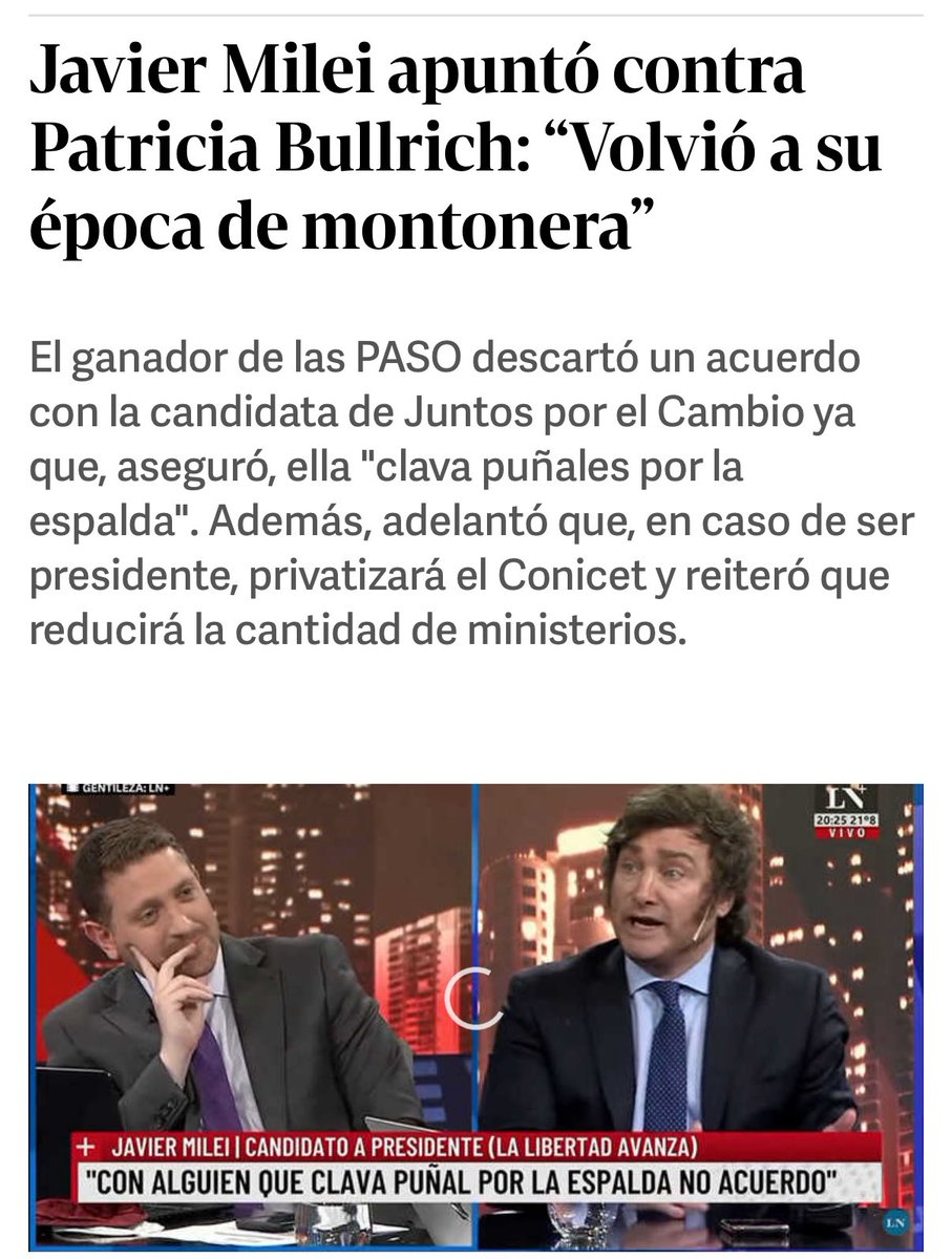 gteresitasv's tweet photo. @hombregrisxd @JMilei Mientras fue gobierno #PRO #Milei manifestaba con Moyano, con los que tiraban piedras, era panelista de Cuneo denostando a #JxC y elogiaba a #Albertitere el 🤡 paje de #CfkladronadelaNacion porqué será?? 🤯 https://t.co/wJXRWdvLKd