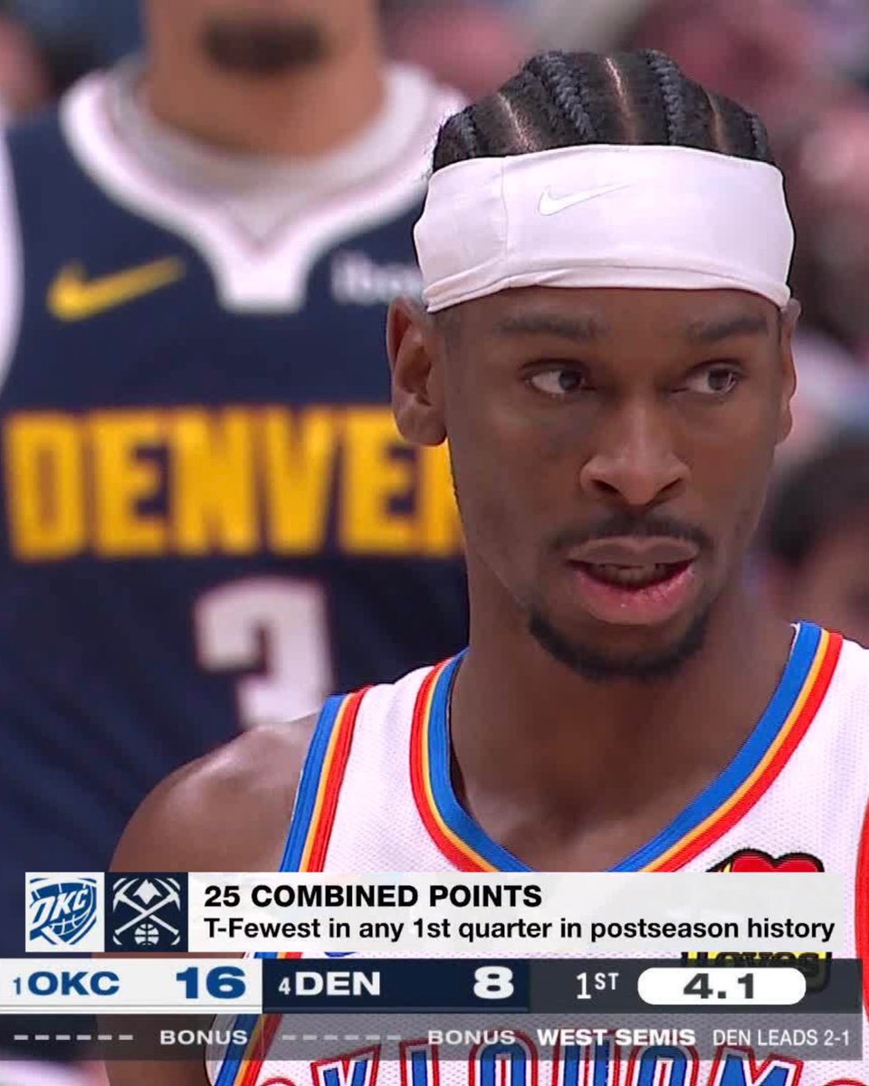 BleacherReport's tweet image. TOUGH 1st quarter for the Thunder and Nuggets 😳