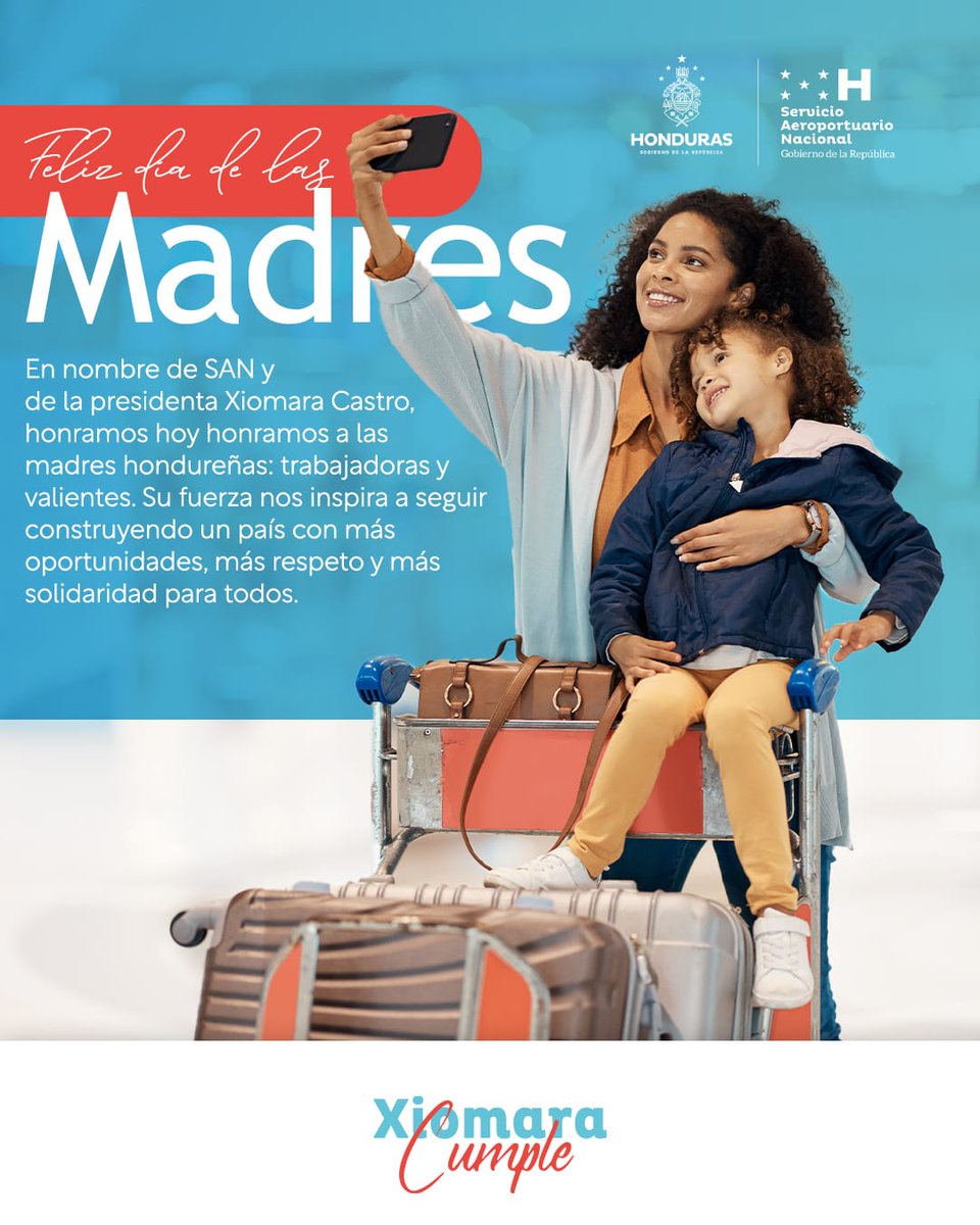 🌷✈️ Hoy celebramos a quienes nos enseñan a luchar con amor y a soñar con esperanza.

Desde el SAN y en nombre de la presidenta Xiomara Castro  honramos a las madres hondureñas que, con valentía y esfuerzo, sostienen el país desde sus hogares y trabajos 🩵 ¡Feliz Día de la Madre!