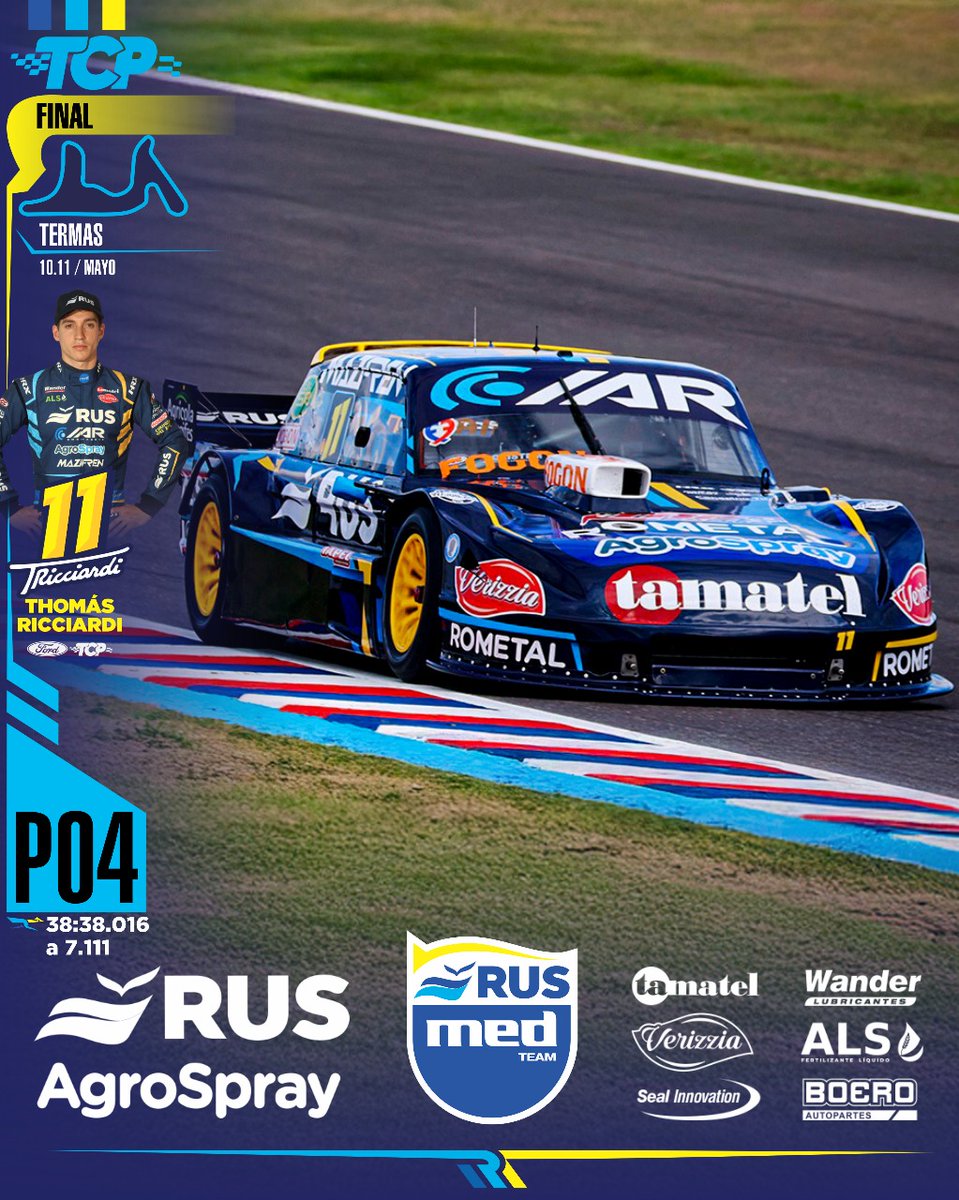 Rus Med Team (@rusmedteam) on Twitter photo ✅️ FINAL
#TCenTermas
#TCPista
✔️ <a href="/tomyricciardi/">Tomy Ricciardi</a>
🔷 <a href="/consultoramed/">Consultora Med</a>
<a href="/mauromedina74/">Mauro Medina</a>
@cruzzettiracing
<a href="/carlos_serpero/">Carlos Serpero</a>
💙 #MasQueUnEquipo
<a href="/ruseguros/">ruseguros</a>
<a href="/RUSDeportes/">RUS Deportes</a>
<a href="/AgroSprayAR/">AgroSpray</a>
<a href="/WanderLub/">Wander Lubricantes</a>
<a href="/Exintrader/">Exintrader SA</a> ✅️ FINAL
#TCenTermas
#TCPista
✔️ <a href="/tomyricciardi/">Tomy Ricciardi</a>
🔷 <a href="/consultoramed/">Consultora Med</a>
<a href="/mauromedina74/">Mauro Medina</a>
@cruzzettiracing
<a href="/carlos_serpero/">Carlos Serpero</a>
💙 #MasQueUnEquipo
<a href="/ruseguros/">ruseguros</a>
<a href="/RUSDeportes/">RUS Deportes</a>
<a href="/AgroSprayAR/">AgroSpray</a>
<a href="/WanderLub/">Wander Lubricantes</a>
<a href="/Exintrader/">Exintrader SA</a>