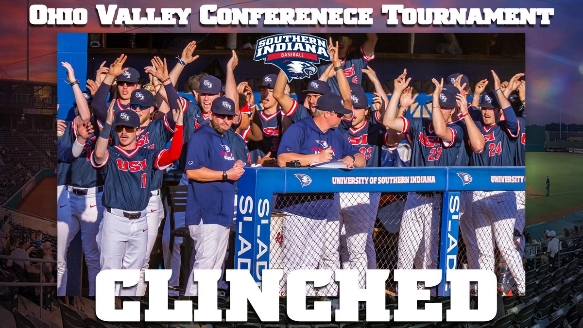 USI Athletics (@usiathletics) on Twitter photo ๐๐'๐๐ ๐๐ โพ๏ธ๐ฆ
After the <a href="/USIBaseball/">USI Baseball</a> sweep of Southeast Missouri State University today, USI has officially clinched a spot in the <a href="/OVCSports/">Ohio Valley Conference</a> tournament. The Eagles have one last conference series at Lindenwood University looking to improve their seeding before the ๐๐'๐๐ ๐๐ โพ๏ธ๐ฆ
After the <a href="/USIBaseball/">USI Baseball</a> sweep of Southeast Missouri State University today, USI has officially clinched a spot in the <a href="/OVCSports/">Ohio Valley Conference</a> tournament. The Eagles have one last conference series at Lindenwood University looking to improve their seeding before the