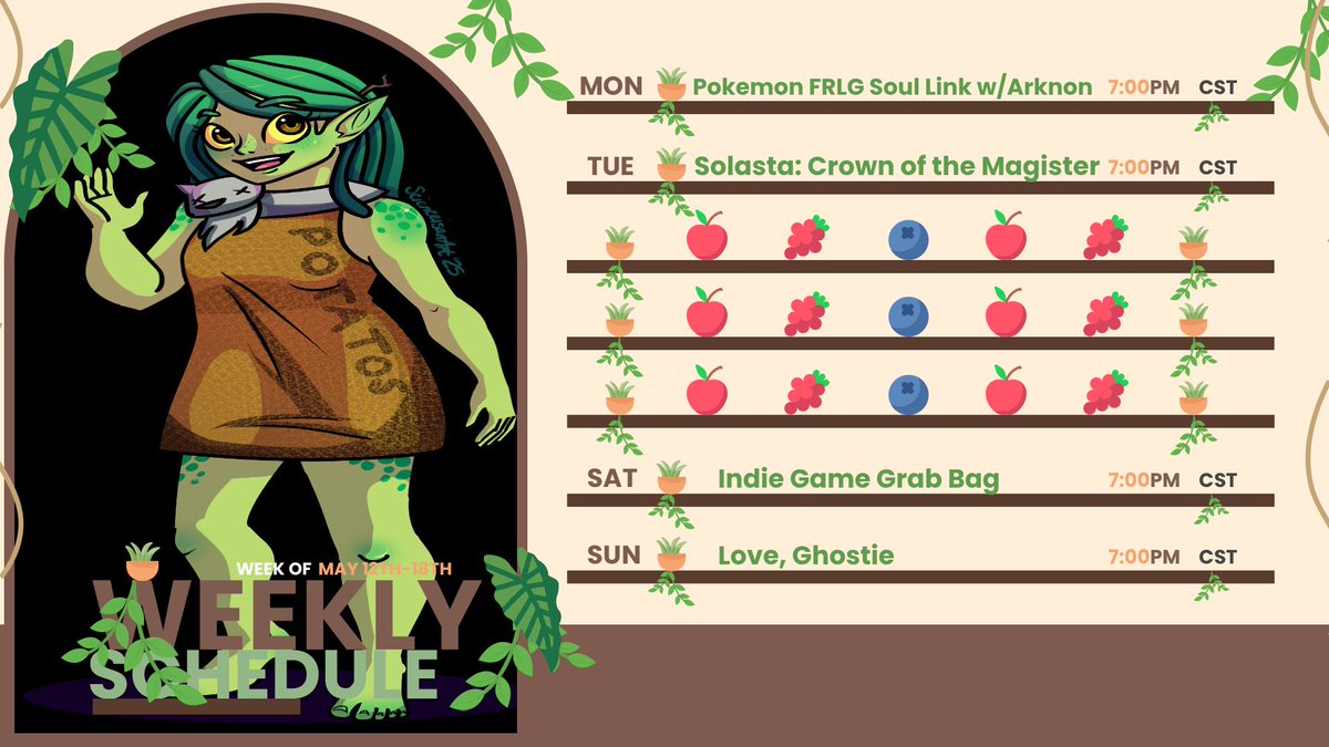 🍎Appleseed🍏 - More Active on 🦋 (@lilbappleseed) on Twitter photo STREAM SCHEDULE:
Mon - Pokemon Firered/Leafgreen Soul Link with <a href="/ArknontheHero/">Arknon Requis; Blue Dragon Vtuber</a>
Tues - Solasta: Crown of the Magister
Sat - Indie Game Grab Bag (we pick a random indie game that's nice and short and play through it fully)
Sun - Love, Ghostie
(Art by @/scienceisanart) STREAM SCHEDULE:
Mon - Pokemon Firered/Leafgreen Soul Link with <a href="/ArknontheHero/">Arknon Requis; Blue Dragon Vtuber</a>
Tues - Solasta: Crown of the Magister
Sat - Indie Game Grab Bag (we pick a random indie game that's nice and short and play through it fully)
Sun - Love, Ghostie
(Art by @/scienceisanart)