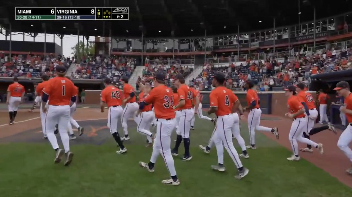FINAL | Virginia 8, Miami 6

Series Sweep at The Dish 🧹

UVA sweeps a previously red hot Miami team and gets a big boost for their postseason hopes.

Brian O'Connor has now won at least 30 games in 20 of his 22 seasons at Virginia.