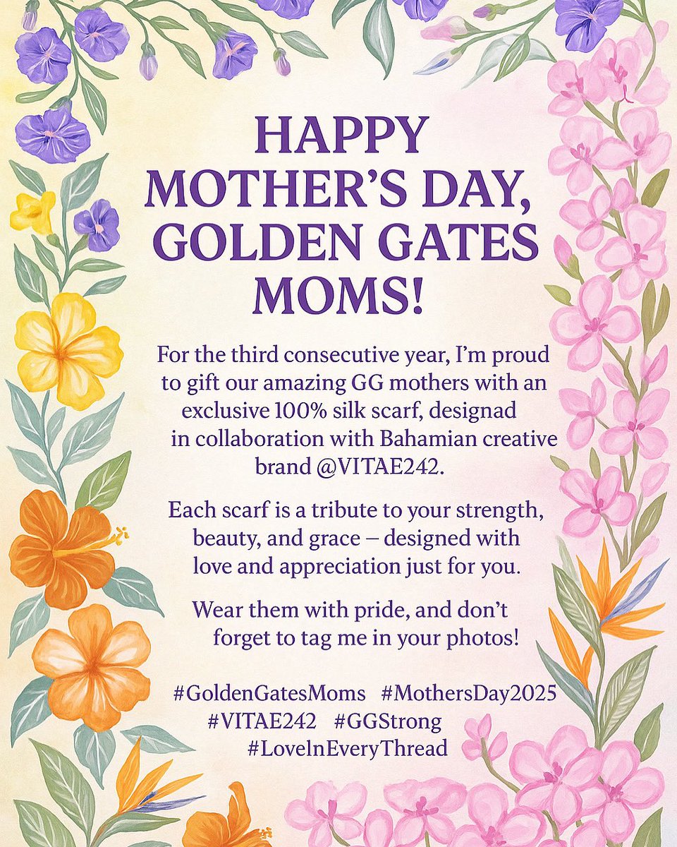 PiaGloverRolle's tweet image. GG Moms… If you weren’t at home when we passed by to deliver your gift, please stop by our constituency office to collect or let me know via WhatsApp at 819-4742.
#GoldenGatesMoms #MothersDay2025 @vitae242 #GGStrong #LoveInEveryThread
#SupportBahamianCreatives
🩷💛🩵💜💙💚
