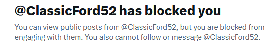 Blocking me won't help me read your posts much, <a href="/ClassicFord52/">Michael Huff</a>
