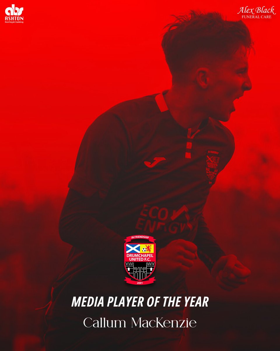 𝗗𝗿𝘂𝗺𝗰𝗵𝗮𝗽𝗲𝗹 𝗨𝗻𝗶𝘁𝗲𝗱 - 𝗠𝗲𝗱𝗶𝗮 𝗣𝗹𝗮𝘆𝗲𝗿 𝗢𝗳 𝗧𝗵𝗲 𝗬𝗲𝗮𝗿

Mr Consistent, very rarely puts a foot wrong and wears his heart on his sleeve week in week out. It's a very well deserved award as 'Kenzo' takes home the very first Media Player Of The Year 👏