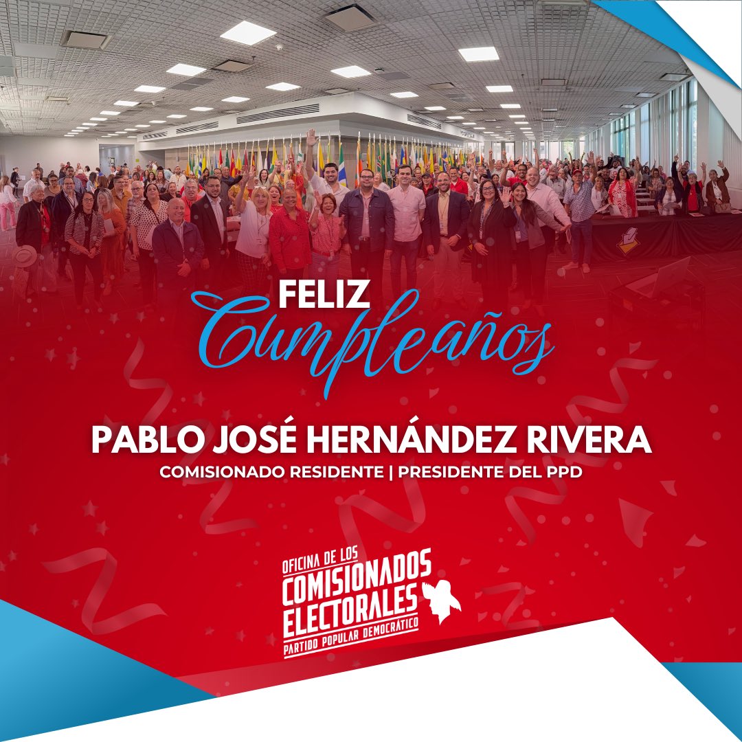 Hoy celebramos la vida de nuestro presidente y Comisionado Residente, <a href="/PabloJoseHR/">Pablo José</a>. Le deseamos mucha salud, sabiduría y éxito en este nuevo año de vida y en cada paso al servicio de nuestro partido y del pueblo.

¡Feliz cumpleaños, Presidente!